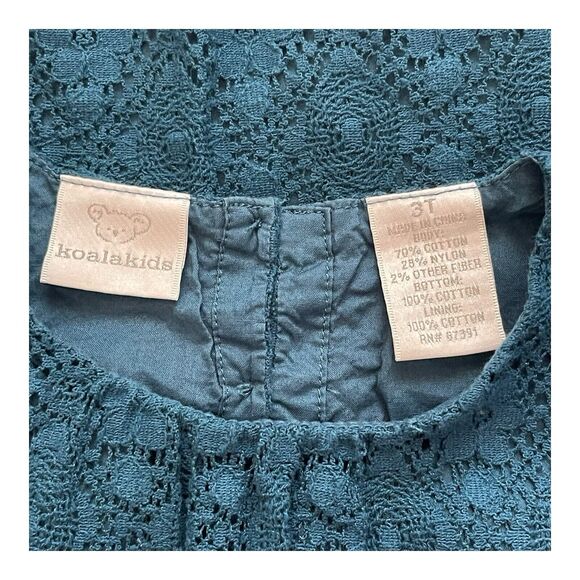 Koala Kids Toddler 3T Hunter Green Crochet Lace Party Dress - Picture 6 of 9